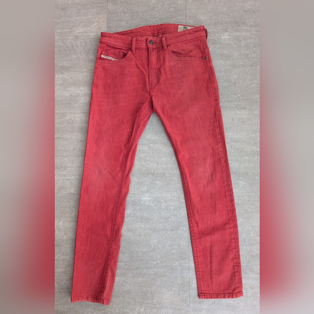 Diesel Thommer-SP Jeans Men's 30x30 Red Stretch Slim Skinny Pants